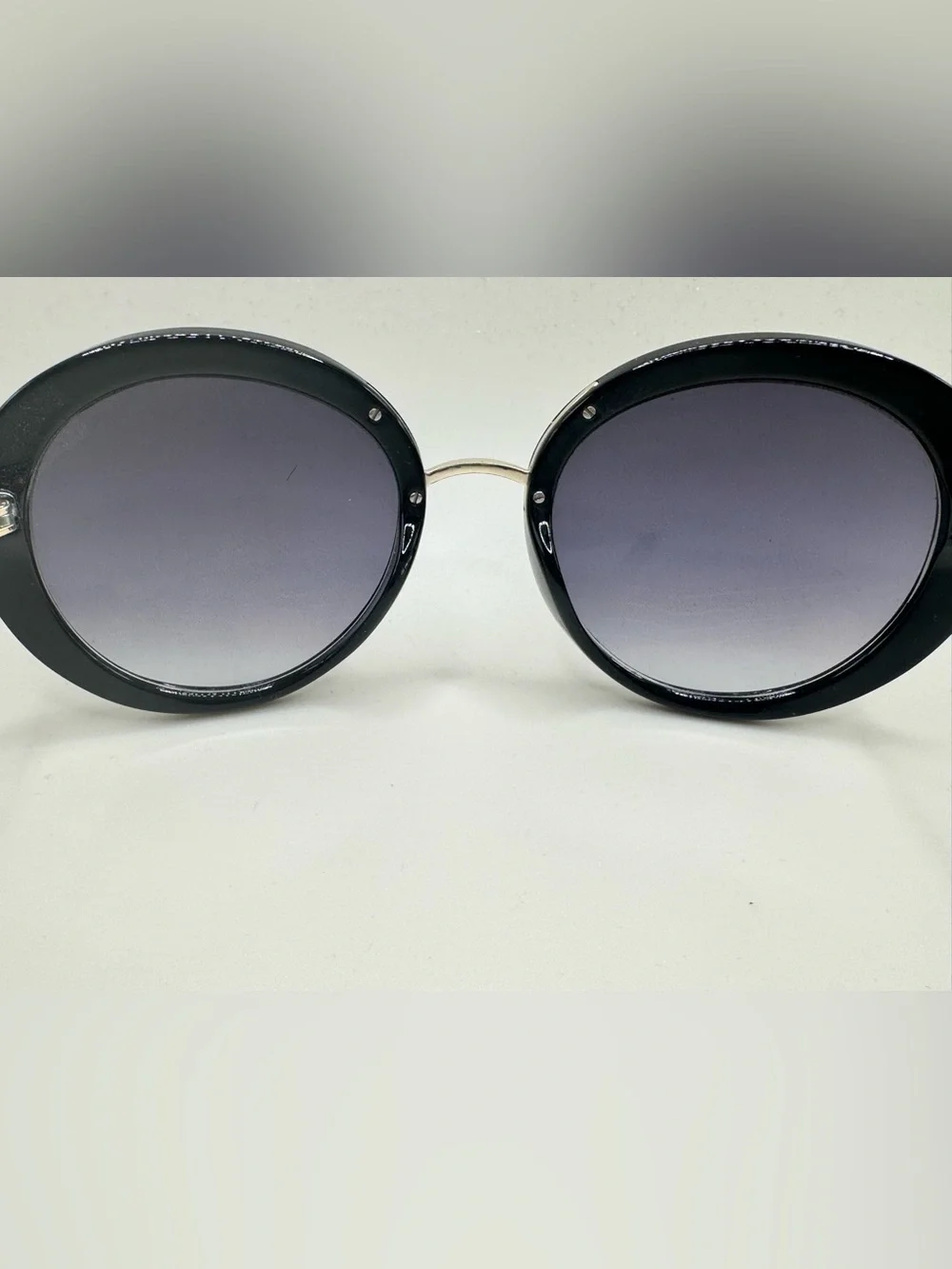 Diane von Furstenberg DVF Black Oversized Retro Round Cat Eye Sunglasses